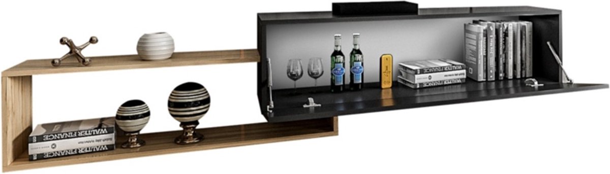 Lendo UNI Serie - Universele TV-kast - 210cm - Zwart - Dąb Wotan