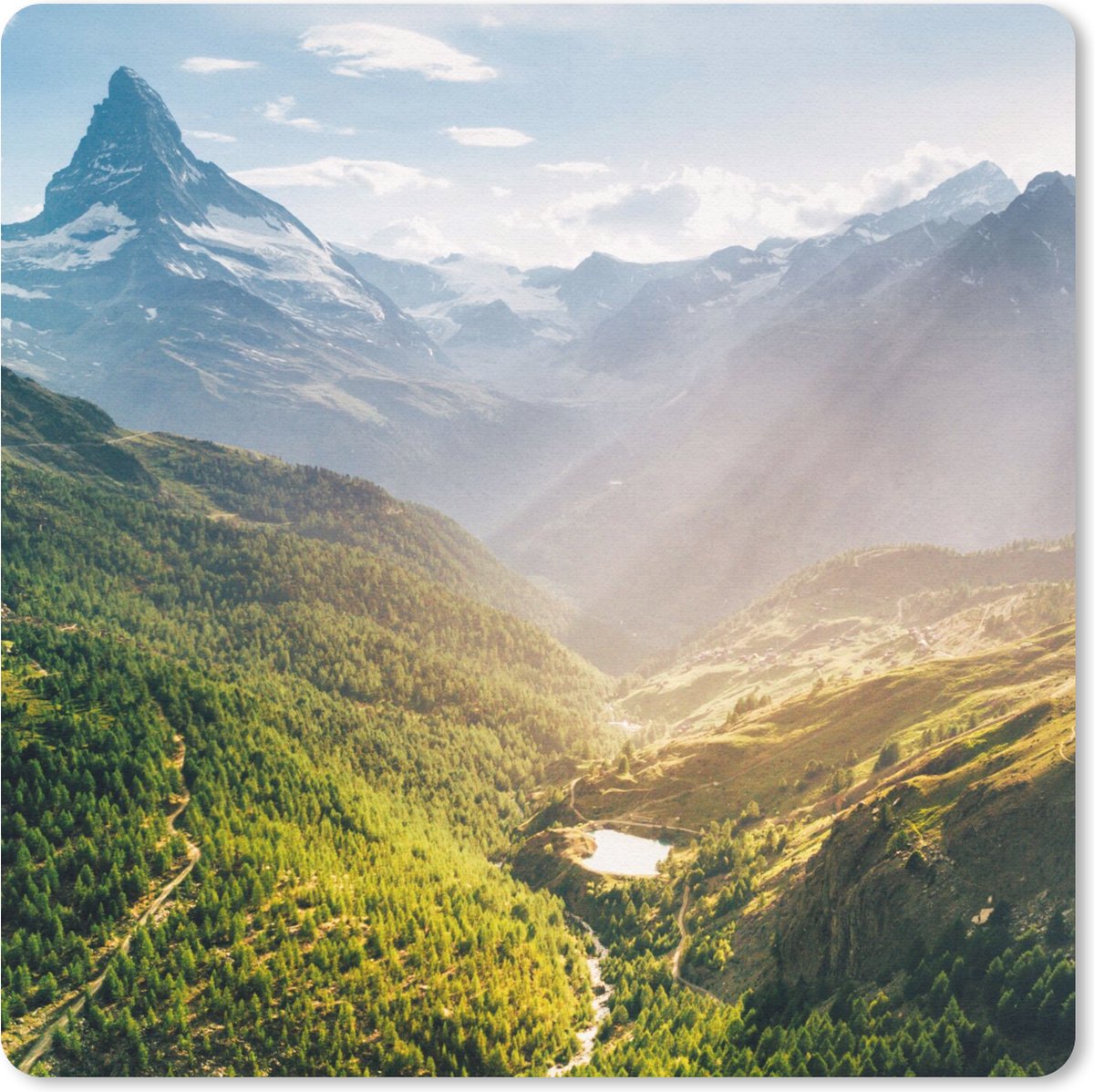 Muismat 30x30 cm - Mousepad Bergen - Planten - Landschap - Muismatten