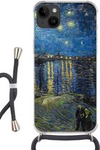 Geschikt voorApple Iphone 14 Plus - Crossbody Case - Sterrennacht boven de Orsay Parijs - Vincent Van Gogh - Siliconen - Crossbody - Backcover met Koord - Telefoonhoesje met koord - Hoesje met touw