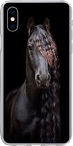 Geschikt voor iPhone Xs Max hoesje - Paarden - Fries - Manen - Zwart - Dieren - Siliconen Telefoonhoesje