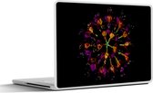 Laptop sticker - 10.1 inch - Bloemen - Oranje - Roze - Zwart - 25x18cm - Laptopstickers - Laptop skin - Cover