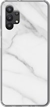 Geschikt voor Samsung Galaxy A32 5G hoesje - Marmer print - Structuur - Wit - Grijs - Steen - Marmer printlook - Siliconen Telefoonhoesje