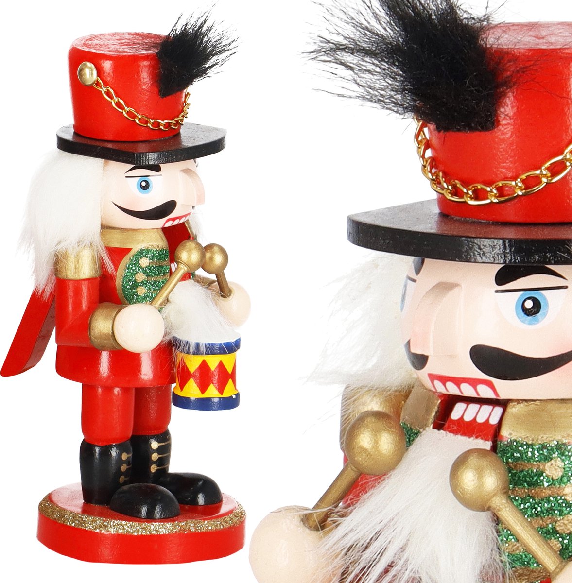Springos Notenkraker Kerst | Houten Soldaat | Kerstversiering | Multicolor | 15,5 cm