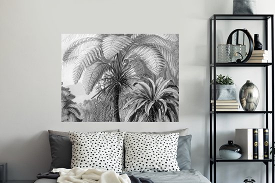 Stickers muraux - Sticker Foil - Plantes - Zwart et Blanc - Design - Illustration - Botanique - 120x90 cm - Film Adhésif - Stickers muraux Chambre Enfant - Papier Peint Auto Adhésif