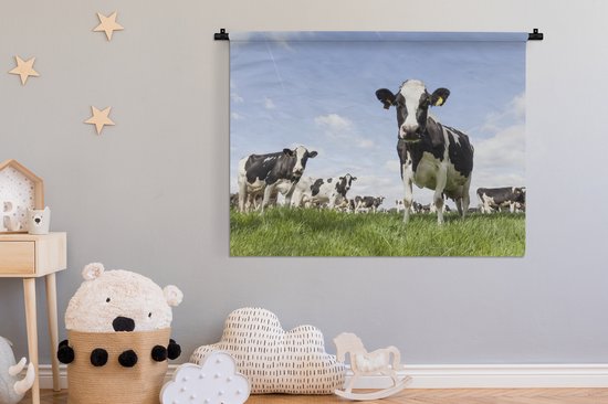 Tapisserie murale - Vaches - Herbe - Animaux - Soleil - Ferme - 150x112 cm - Tapisserie