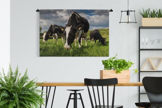 Tapisserie - Toile murale - Vaches - Animaux - Herbe - Pâturage - Ferme - 150x100 cm - Tapisserie