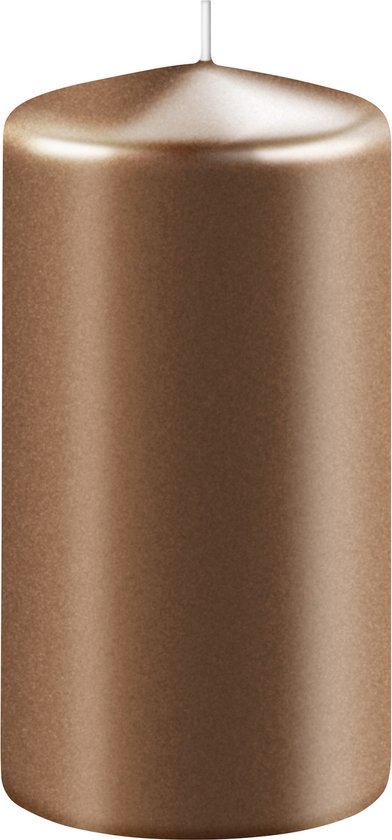 4x bougies cylindriques en cuivre métallique / bougies piliers 6 x 15 cm 58 heures de combustion - Bougies sans odeur cuivre métallique - Décorations pour la maison