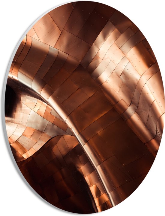 WallClassics - PVC Schuimplaat Ovaal - Bronzen Platen - 21x28 cm Foto op Ovaal  (Met Ophangsysteem)