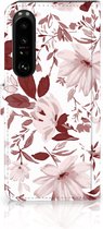 Bookcase Sony Xperia 1 IV GSM Hoesje Watercolor Flowers