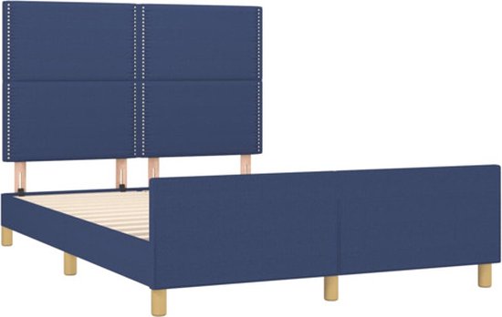 vidaXL - Bedframe - zonder - matras - stof - blauw - 140x200 - cm