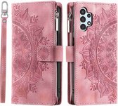 Telefoonhoesje geschikt voor Samsung Galaxy A13 - Portemonnee met rits - book-case hoesje - ruimte voor 8 pasjes - mandala roze