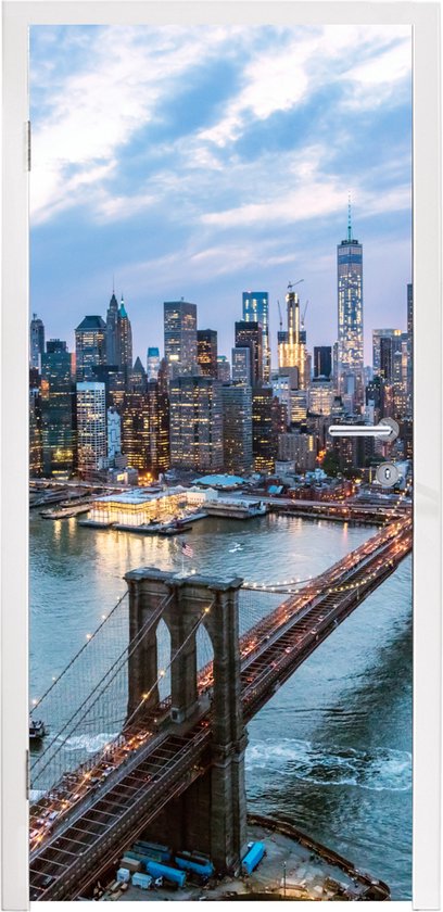 Deursticker New York - Skyline - Brug - 85x215 cm - Deurposter