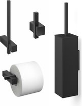 Zack Carvo toilet accesoires set 4-in-1 vierkant Zwart
