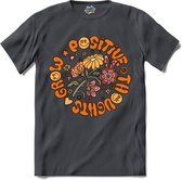 Flower Power - Grow Positive Thoughts - Vintage Aesthetic - T-Shirt - Heren - Mouse Grey - Maat XL