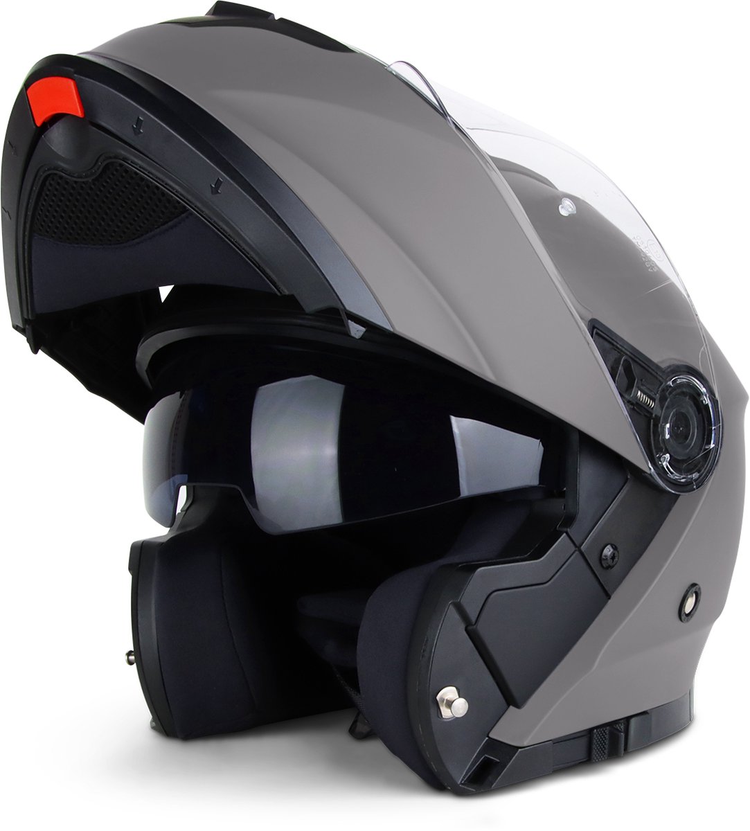 VINZ Santiago Systeemhelm Mat Titanium / Systeem Helm / Scooterhelm / Brommerhelm / Motorhelm voor Scooter / Brommer / Motor