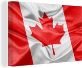 Canvas Schilderij Close-up van de vlag van Canada - 90x60 cm - Wanddecoratie