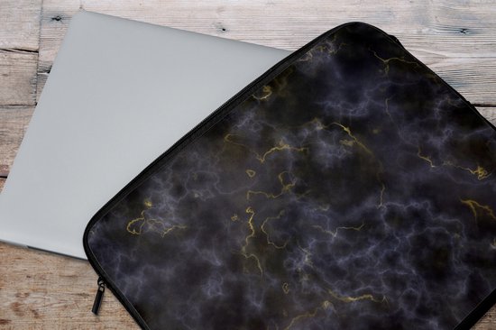 Housse ordinateur portable 17 pouces - Pierre d'agate - Noir et or - Pierre précieuse - Housse ordinateur portable - Dimensions intérieures 42,5x30 cm - Dos noir