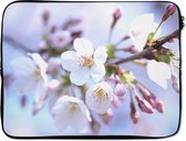 Laptophoes 15.6 inch - Bloemen - Sakura - Tak - Laptop sleeve - Binnenmaat 39,5x29,5 cm - Zwarte achterkant