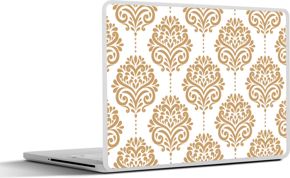 Laptop sticker - 15.6 inch - Vintage - Bloemen - Goud - Design - 36x27,5cm - Laptopstickers - Laptop skin - Cover