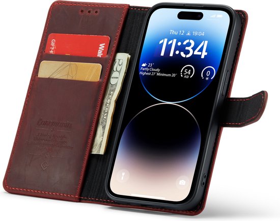 Apple iPhone 14 Pro Max Casemania Case Vintage Red - Étui portefeuille en  cuir... | bol.