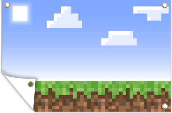 Posters de jardin extérieur Gaming - Pixel - Jeux - Herbe - Minecraft -  90x60 cm -... | bol