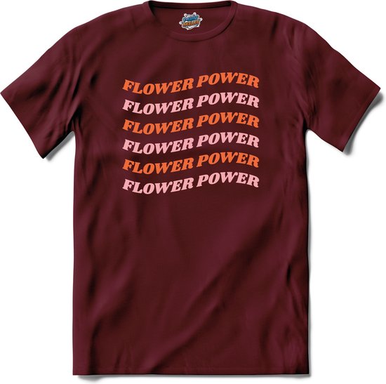 Flower power - T-Shirt - Heren - Burgundy - Maat M