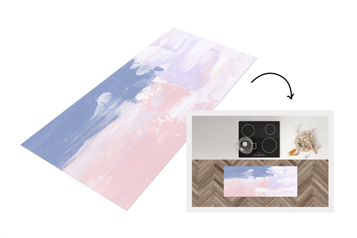 KitchenYeah Keukenloper - Loper keuken - Pastel - Design - Verf - 120x50 cm - Keukenloper vinyl Multicolor