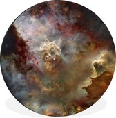 WallCircle - Wandcirkel - Muurcirkel - Rood en gele Nebula - Aluminium - Dibond - ⌀ 90 cm - Binnen en Buiten
