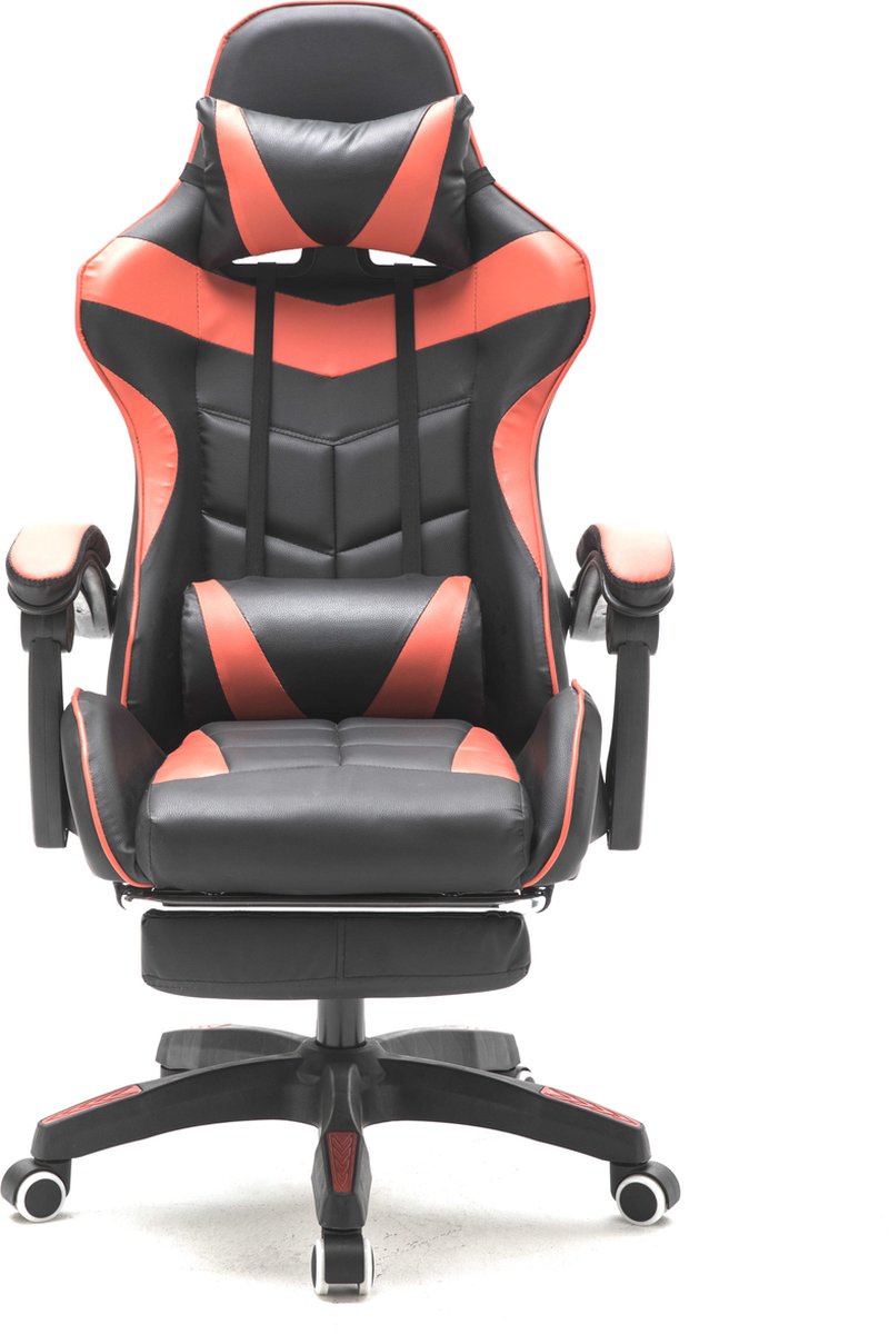 VDD Gaming Stoel Ergonomisch Rood/Zwart met Voetsteun - afbeelding 2