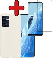 Hoesje Geschikt voor OPPO Find X5 Lite Hoesje Siliconen Case Hoes Met Screenprotector - Hoes Geschikt voor OPPO X5 Lite Hoes Cover Case - Wit