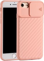 Voor iPhone SE 2020 Sliding Camera Cover Design Twill Anti-Slip TPU Case (roze)