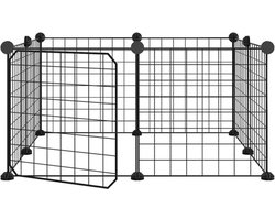 vidaXL - Huisdierkooi - met - 8 - panelen - en - deur, - zwart - 35x35 - cm - staal