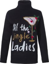 Dames Kersttrui Coltrui Zwart All The Jingle ladies - Maat XL