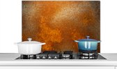 Spatscherm keuken 90x60 cm - Kookplaat achterwand Metaal - Roest print - Oranje - Vintage - Industrieel - Muurbeschermer - Spatwand fornuis - Hoogwaardig aluminium