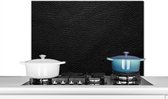 Spatscherm keuken 90x60 cm - Kookplaat achterwand Leer - Lederlook - Zwart - Grijs - Print - Muurbeschermer - Spatwand fornuis - Hoogwaardig aluminium