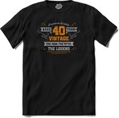 40 Jaar vintage legend - Verjaardag cadeau - Kado tip - T-Shirt - Meisjes - Zwart - Maat 12 jaar
