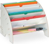 Relaxdays brievenbak 6 vakken - documentenhouder - bureau organizer - sorteerbak brieven - wit