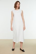 Trendyol Standaard mouw Ronde hals Basis Witte mouwloze jurk met voering-ondergoed TCTSS21UK0034