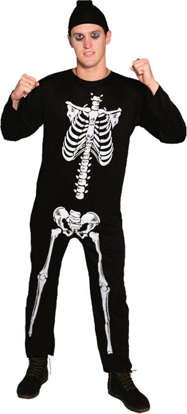 Halloween Kostuum Heren - Skelet Onesie - Carnaval kostuum heren - Maat L