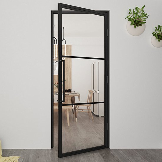 Zwarte Stalen Binnendeur - Helder Glas Met Magneetsluiting (Inclusief ...