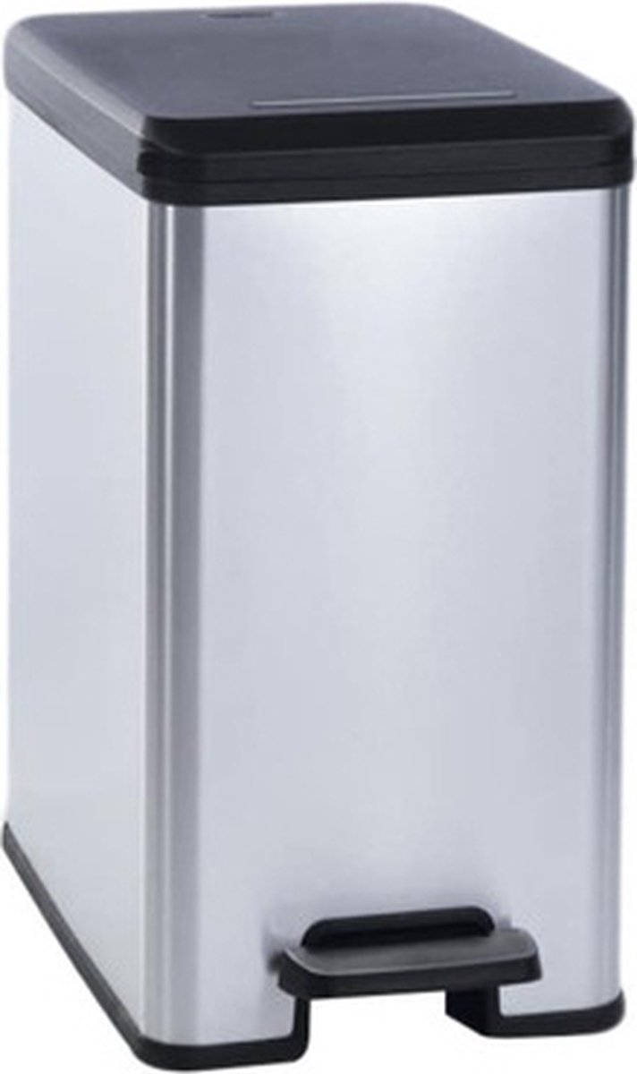 Goedkoopste Curver Decobin Slim Prullenbak- 25L - Metallic
