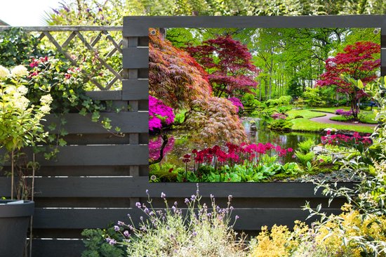 Affiche jardin - Toile jardin - Posters de jardin extérieur - Arbres - fleurs - Japonais - Nature - Water - 120x80 cm - Jardin