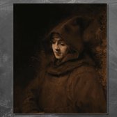 Wanddecoratie / Schilderij / Poster / Doek / Schilderstuk / Muurdecoratie / Fotokunst / Tafereel Rembrandts zoon Titus in monniksdracht - Rembrandt van Rijn gedrukt op Forex