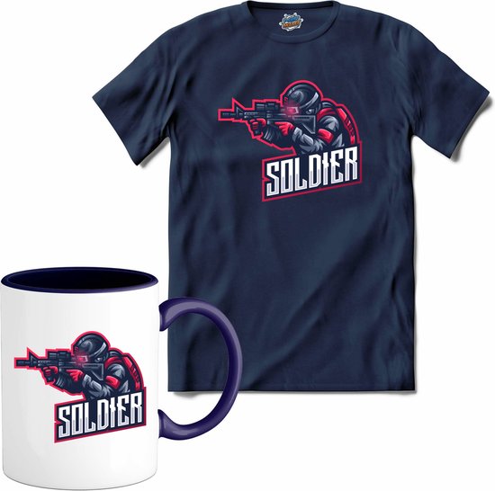 Tactical Soldier | Airsoft - Paintball | leger sport kleding - T-Shirt met mok - Unisex - Navy Blue - Maat S