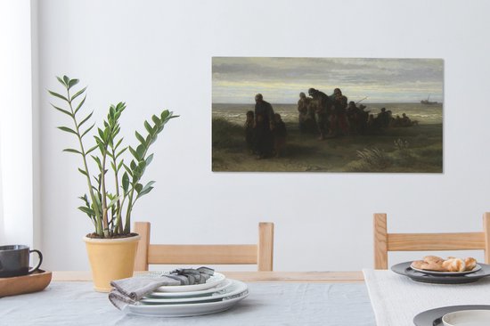 Peinture sur toile Pêcheurs avec un noyé - peinture de Jozef Israels - 80x40 cm - Décoration murale