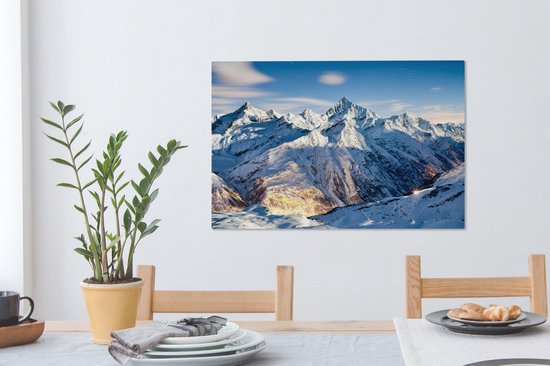 Peintures sur toile - Alpes suisses en hiver - 90x60 cm - Décoration murale