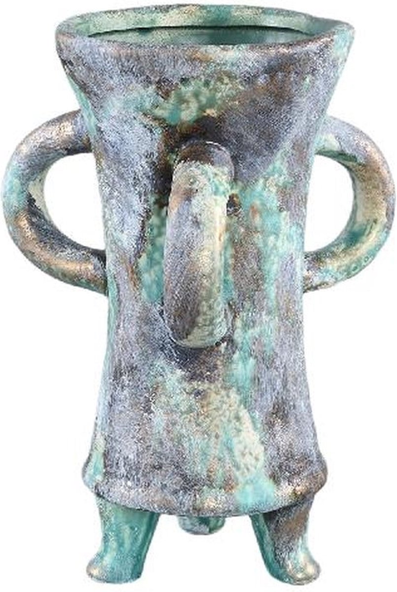 PTMD Ayaz Bloempot - H25 x Ø17 cm - Keramiek - Turqoise