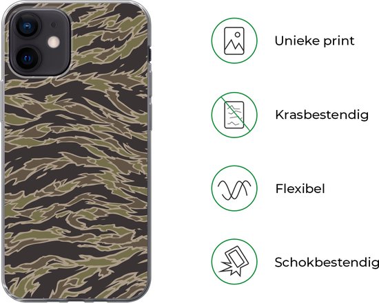 Coque iPhone 12 - Motif camouflage à rayures - Coque de téléphone en Siliconen