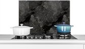 Spatscherm keuken 60x40 cm - Kookplaat achterwand - Marmer print - Zwart - Muurbeschermer hittebestendig - Zwarte spatwand fornuis - Hoogwaardig aluminium - Aanrecht decoratie