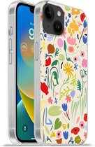 Geschikt voorApple Iphone 14 Plus - Soft case hoesje - Bloem - Patronen - Planten - Siliconen Telefoonhoesje